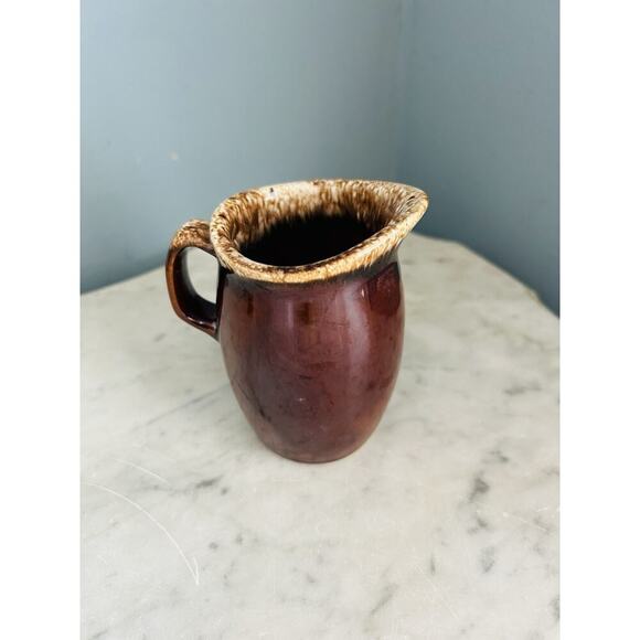 Vintage Hull Pottery Brown Drip Glazed Creamer USA Oven Proof 4.5” Tall Vase - Picture 3 of 11